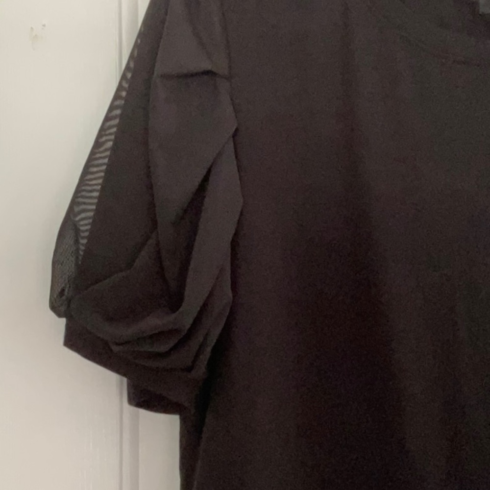 Black Knit Top w/ Sheer Sleeves